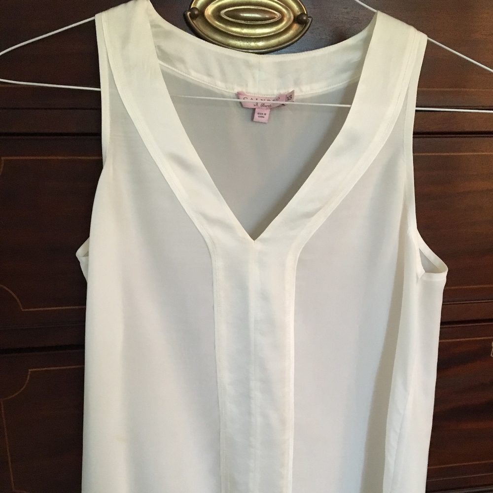 Calypso St. Barth sleeveless cream silk blouse